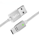 TOPK F-Line 2.4A Type C LED Magnetic Braided Fast Charging Data Cable 1M For Smart Phone Tablet