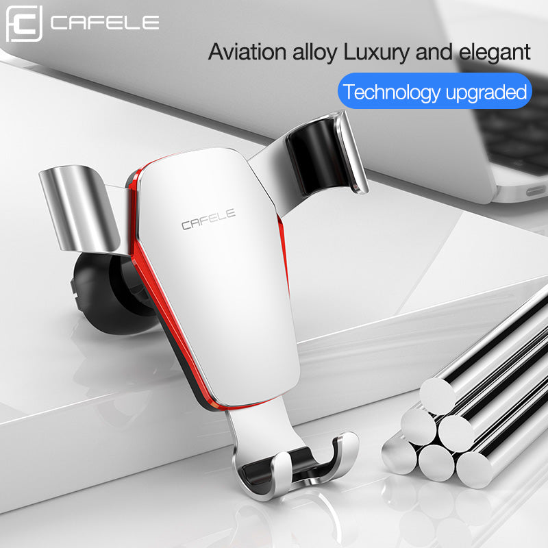 Cafele Metal Gravity Linkage Automatic Lock Air Vent 360 Rotation Car Phone Holder For 4.0-6.5 Inch Smart Phone