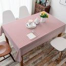 Cotton and Linen Simple Pastoral Tablecloth Geometric Tectangular Table Cover with Color Stripes