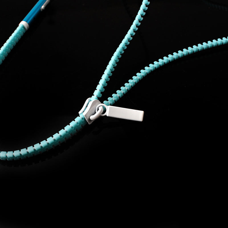 Glow In The Dark Zipper Metal Luminous Light Earphones Earbuds With Mic