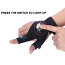 Right/Left Lit Up LED Light Night Fishing Fingerless Hand Glove Torch Repair Flashlight