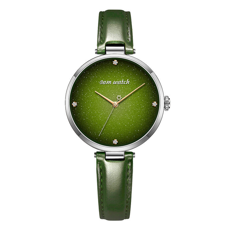 DOM G-1292 Casual Women Watch Waterproof Starry Sky Dial Super Slim Quartz Watch