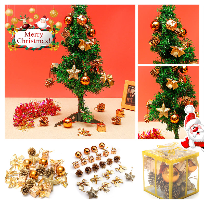 24PCS Gold Glitter Balls Christmas Baubles XMAS Tree Hanging Ornament Decorations