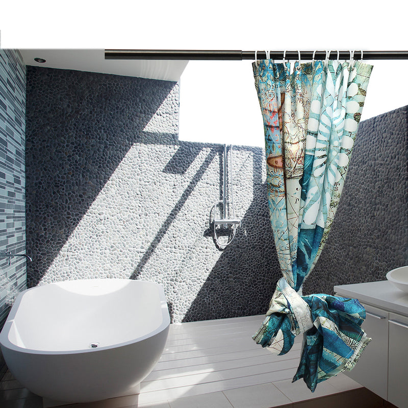 3D Bathroom Shower Curtain Polyester Waterproof Turtle Home With Hooks