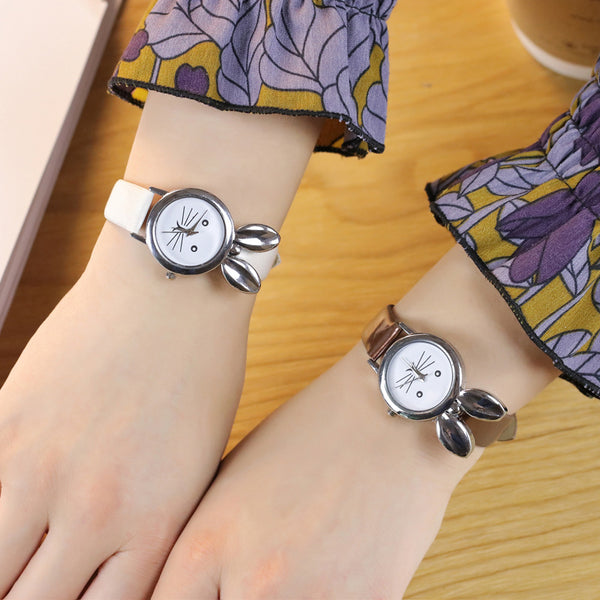 Deffrun Cute Style Rabbit Ear Ladies Wrist Watch Fashion Student Quartz Watch
