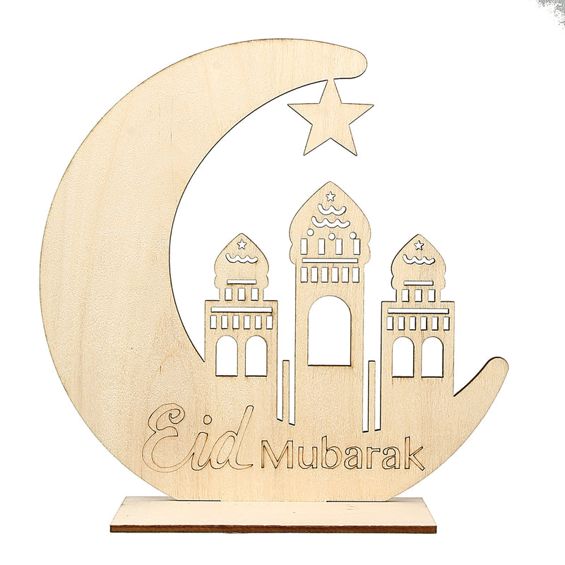 Wood DIY Decorations Islamic Palace Eid Al-Fitr Mubarak Gifts Home Ornament