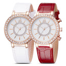 SK K0012 Diamonds Gold Case Moden Women Wrist Watch Gift Leather Strap Quartz Watches