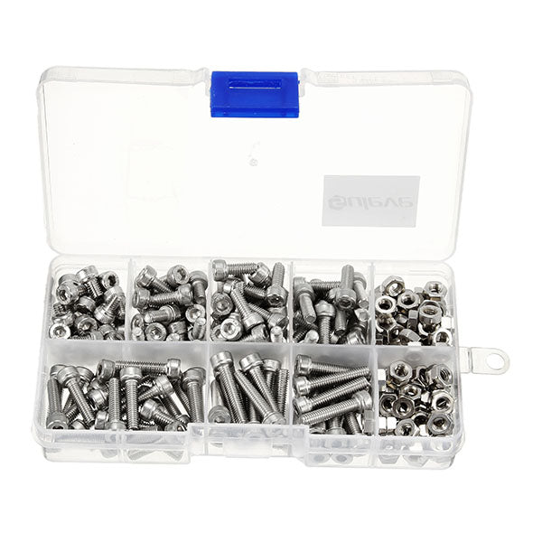 Suleve M4SH1 M4 Stainless Steel Hex Socket Cap Head Screws Bolts Nuts Assortment Kit 250Pcs