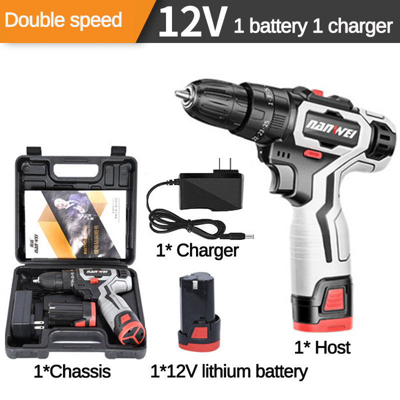42/18V/12VF Rechargeable Impact Drill 25 Gear Lithium Hand Drill Driver Dual Speed Electric Screwdriver