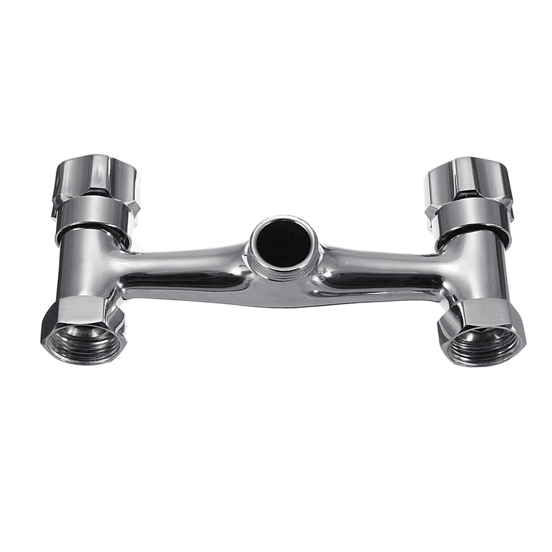 Chrome Basin Sink Mixer Tap Dual Handle Hot Cold Water Faucet Adjustable Swivel Spout Kitchen