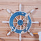 Wooden Boat Ship Steel Ring Wheel Wall Plaque Nautical Beach Tropical Decor
