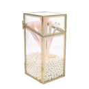 Geometric Glass Makeup Brush Jewelry Box Holder Makeup Organizer Desktop Cosmetic Storage Box Pearls Barrel