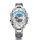 STRYVE S8019 Men Luminoud Display Alarm Clock Chronograph Sport Steel Strap Dual Display Digital Watch