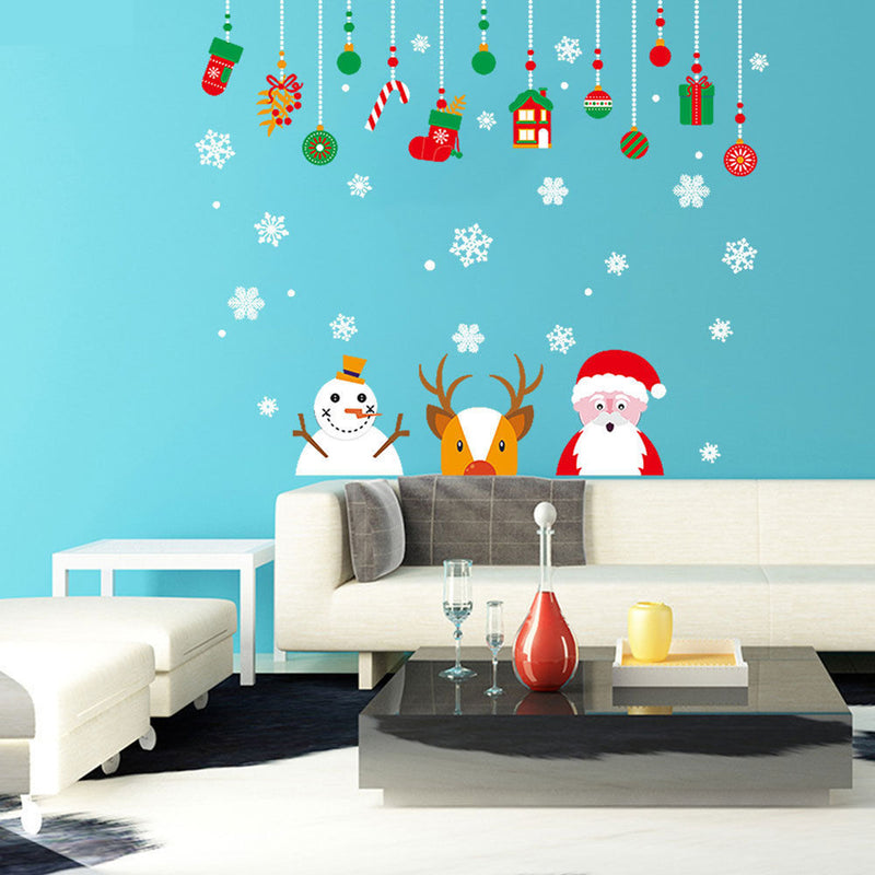Christmas Window Wall Sticker Snowman Santa Snowflake Reindeer Removable Home Decor