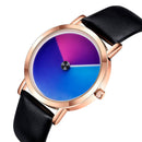 SANDA P1031 Fashion 3D Colorful Gradient Dial Steel Leather Strap Men Quartz Watch