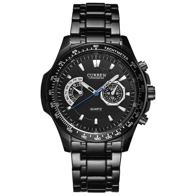 CURREN 8020 Stainless Steel Band Casual Style Quartz Watch 3ATM Waterproof Men Watch