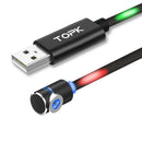 TOPK L-Line 1m Magnetic Cable USB C Type C Data Cable & Micro USB Cable LED Magnet Charger Cable For Samsung Xiaomi Huawei