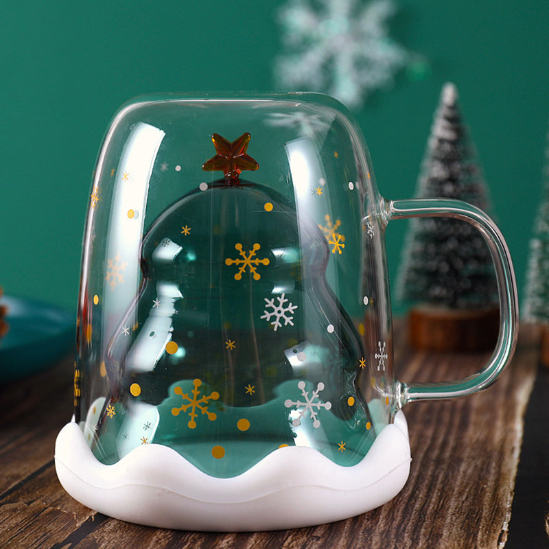Creative Double-Layer Glass Christmas Tree Star Water Cup Explosion-proof Mug