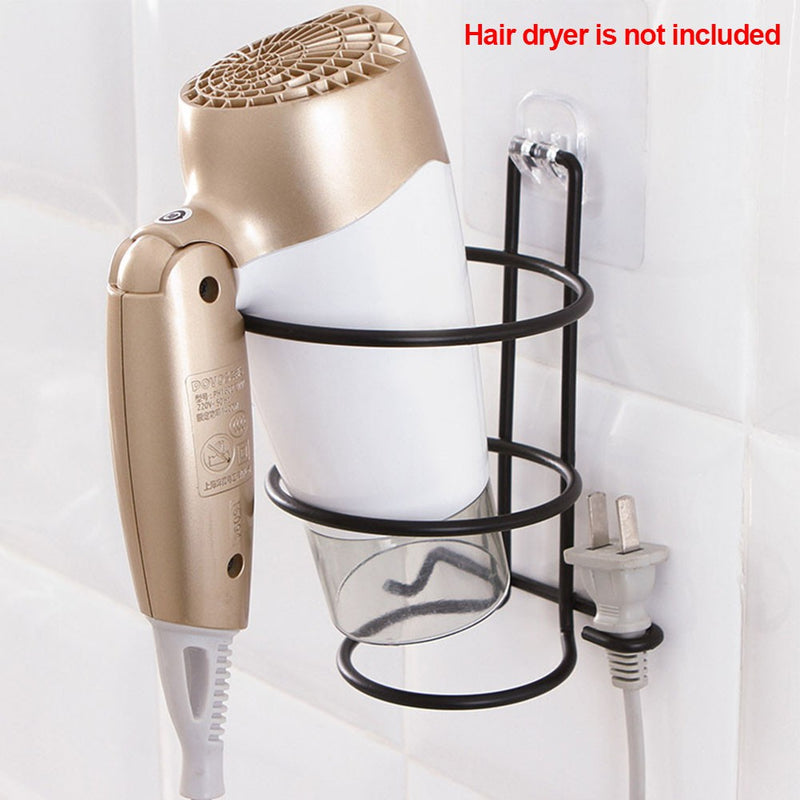 Hair Dryer Iron Rack Holder Organizer Bathroom Wall Mounted Storage Stand Hanger