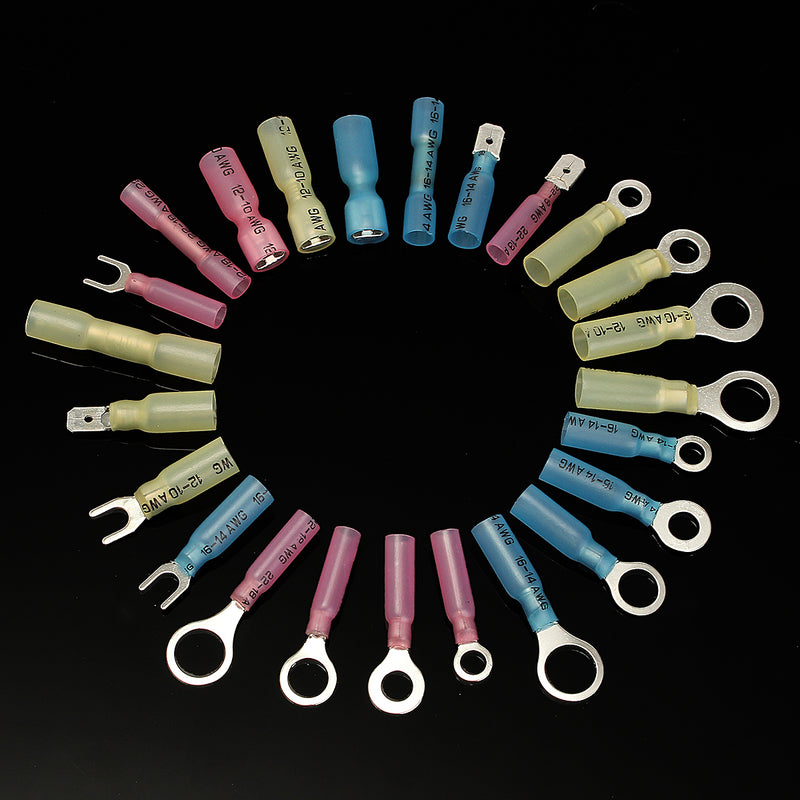 Soloop 250Pcs Heat Shrink Wire Connector Waterproof Kit Automotive Crimp Terminals Set