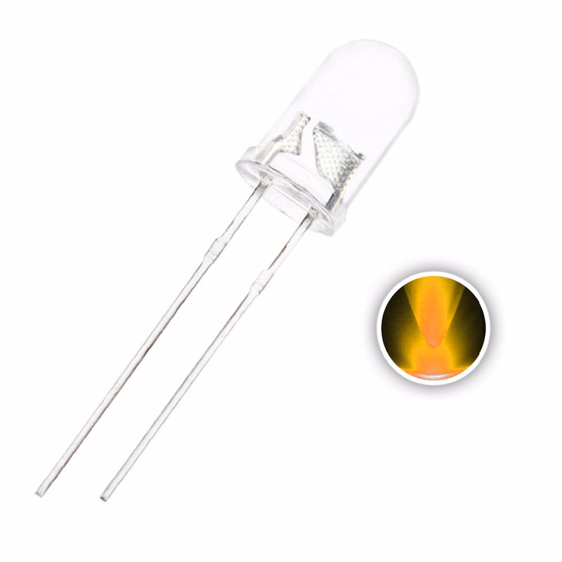 100pcs Yellow 5mm Round Ultra Bright Emitting LED Diode Lamp Water Clear 20mA Through Hole Bulb