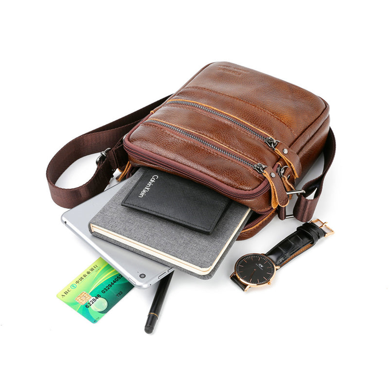 2L Men Genuine Leather Shoulder Bag Crossbody Messenger Handbag Outdoor Travel