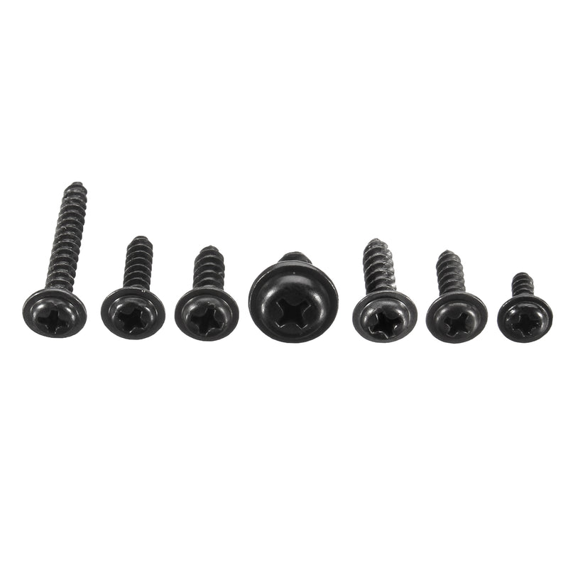 340Pcs Carbon Steel Phillips Wafer Head Flange Self Tapping Screw Black Assortment Kit