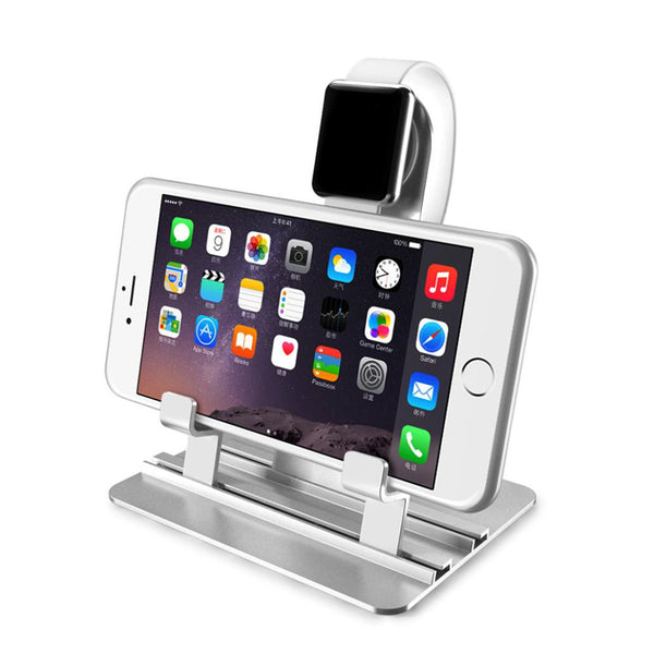 Stainless Steel Docking Station Charging Stand Phone Holder Watch Holder for Smart Phone for iPhone Apple Watch Series 1 2 3 4 5