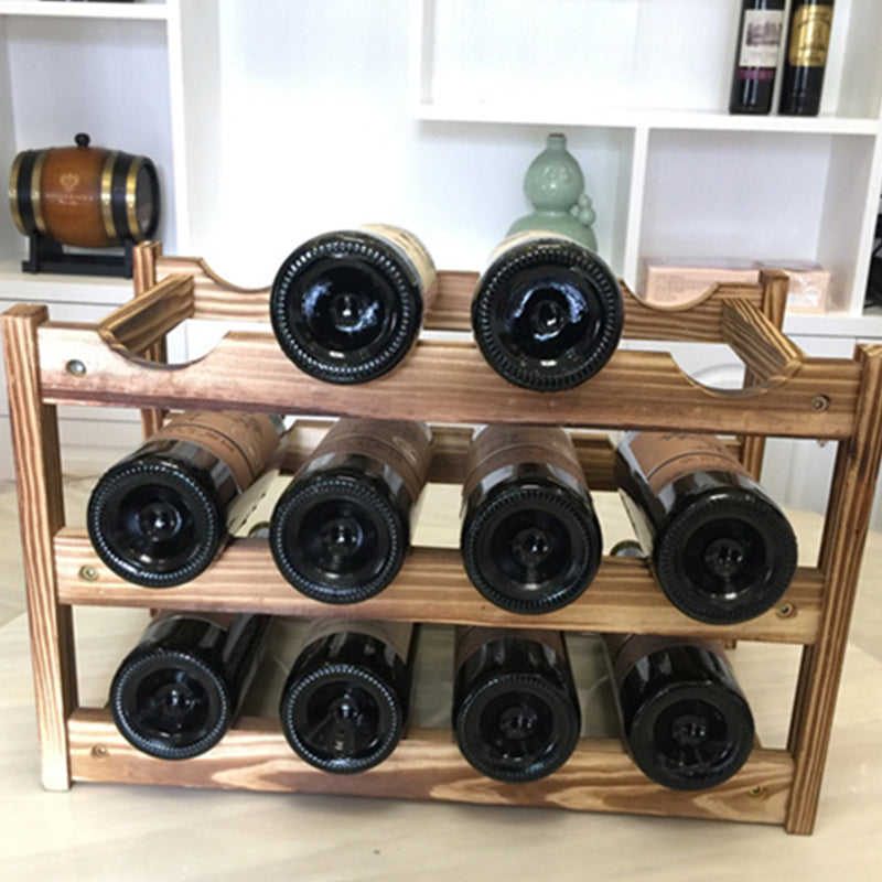 Wooden Rack 12 Bottles Storage Shelf Home Bar Cabinet Decorations