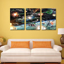 Miico Hand Painted Three Combination Decorative Paintings Spaceship war Wall Art For Home Decoration