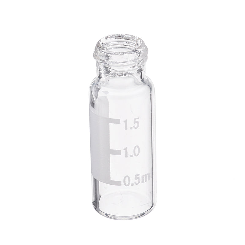 100Pcs/Set 2ml Graduated Clear Sample Vials Autosampler Vials Bottles Threaded Vial w/ Write-on Spot Screw Caps Septa