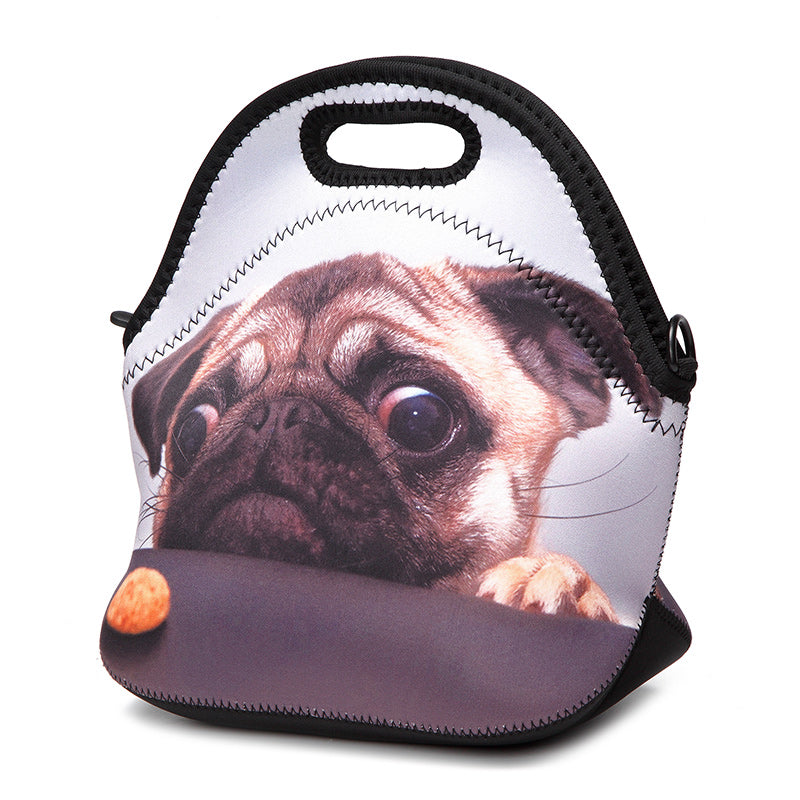 Stretchy Neoprene Insulated Lunch Bag Tote Reusable Bento Container Organizer With Shoulder Girdle