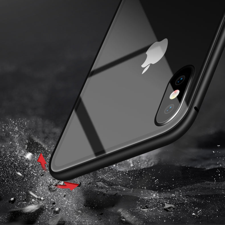 Bakeey Protective Case for iPhone XS Magnetic Adsorption Metal Bumper + 9H Tempered Glass Back Cover