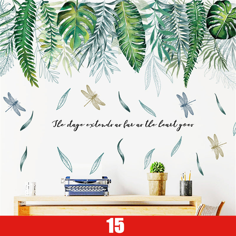 DIY Tropical Leaves Plant Flower Wall Sticker Art Home Decor Office Decal Mural