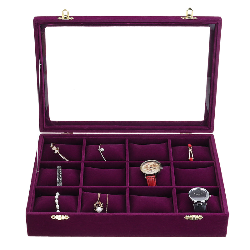 12 Grids Jewelry Storage Box Watch Display Box Velvet Watch Storage Box 35cm*24cm*7cm