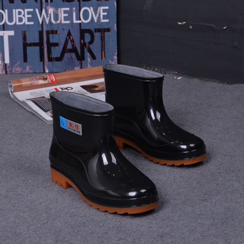 Men Rain Boots Casual Non-Slip Breathable Waterproof Outdoor Slip on Ankle Boots