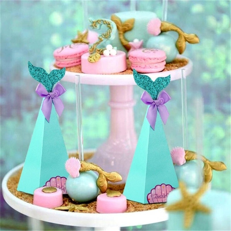 20Pcs/Set Little Mermaid Gift Boxes Paper Sweet Candy Container Kids Birthday Wedding Party Decorations