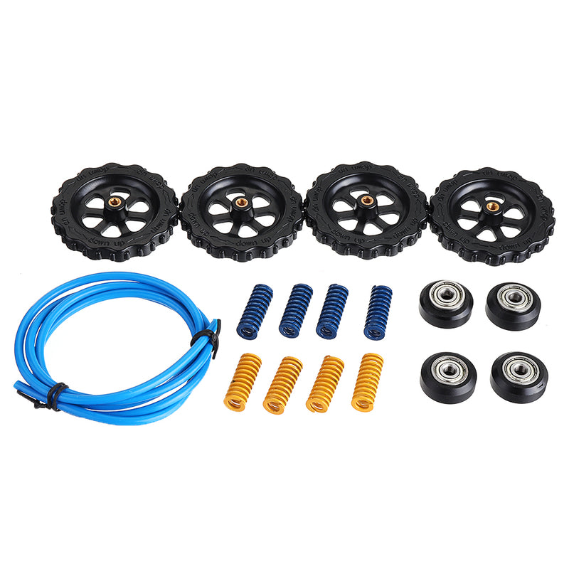 4pcs Hotbed Leveling Spring + 625zz Plastic Pulley + 1M 2*4mm Blue PTEF Tube with 10*25  Nuts Kit for 3D Printer Part