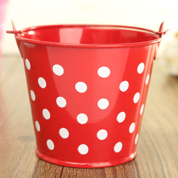 Mini Polka Dot Iron Sheet Flower Pot Flower Potted Plant Flowerpot Garden Decoration