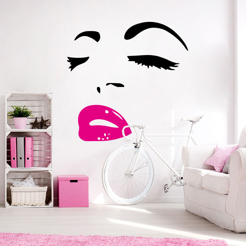 Miico FX1258 Red Lip Beauty Girl Wall Sticker Wall Art Home Decoration Stiker