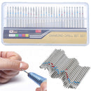 30pcs 3/32 Inch Diamond Nail Drill Bits Set for Art Nail Cuticle Manicure Pedicure Tools