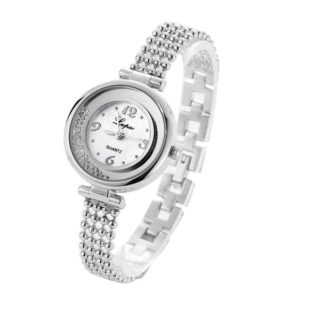 LVPAI P132 Elegant Design Shining Women Bracelet Watch Rhinestone Quartz Watch