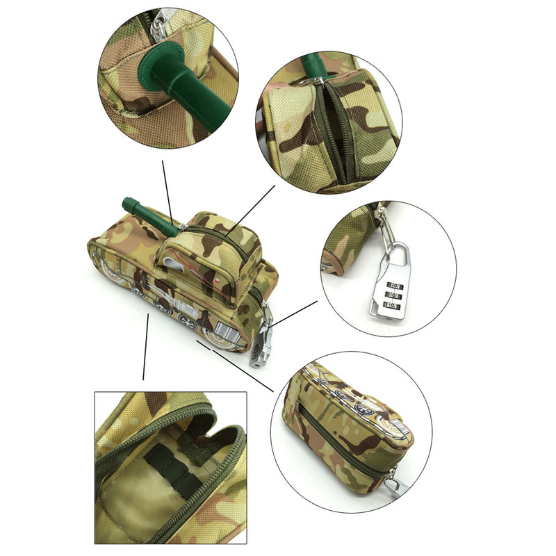 Cool Tank Shape Pencil Case Bag Pen Box Stationery Boy's School Pen Case Purse Fountain Pen Case