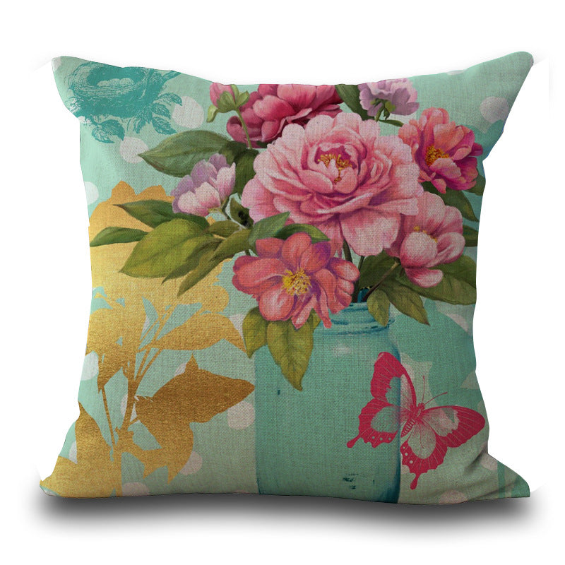 Retro Style Decoration Cushion Ccover Square Cotton Linen Pillow Case