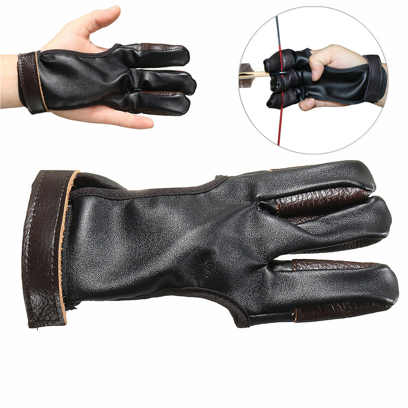 1Pcs Archery Finger Protect Glove 3 Finger Pull Bow Leather Shooting Glove  for Archery Hunting Shooting