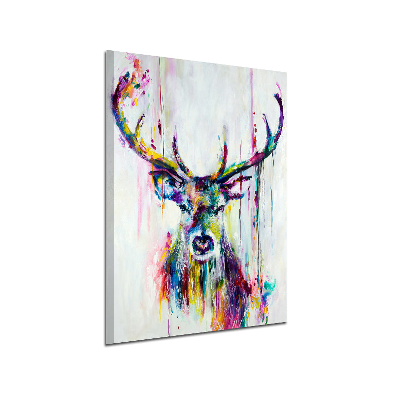 Miico Hand Painted Oil Paintings Animal Elk Paintings Wall Art For Home Decoration