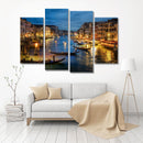 Miico Hand Painted Four Combination Decorative Paintings Night in Venice Wall Art For Home Decoration