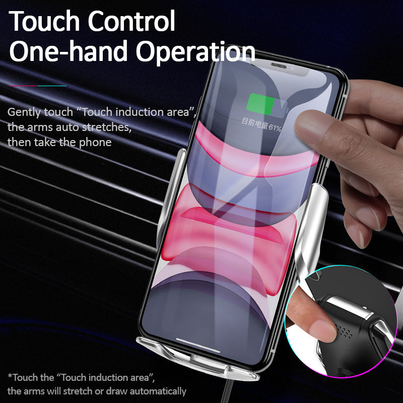 USAMS 15W Wireless Charger Infrared Sensor Air Vent Dashboard Car Phone Holder Car Mount for 4.0-6.5 Inch Qi-enabled Smart Phone for iPhone 11 for Samsung Galaxy Note 10 Xiaomi