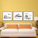 Miico ALTB Hand Painted Three Combination Decorative Paintings Architecture Wall Art For Home Decoration