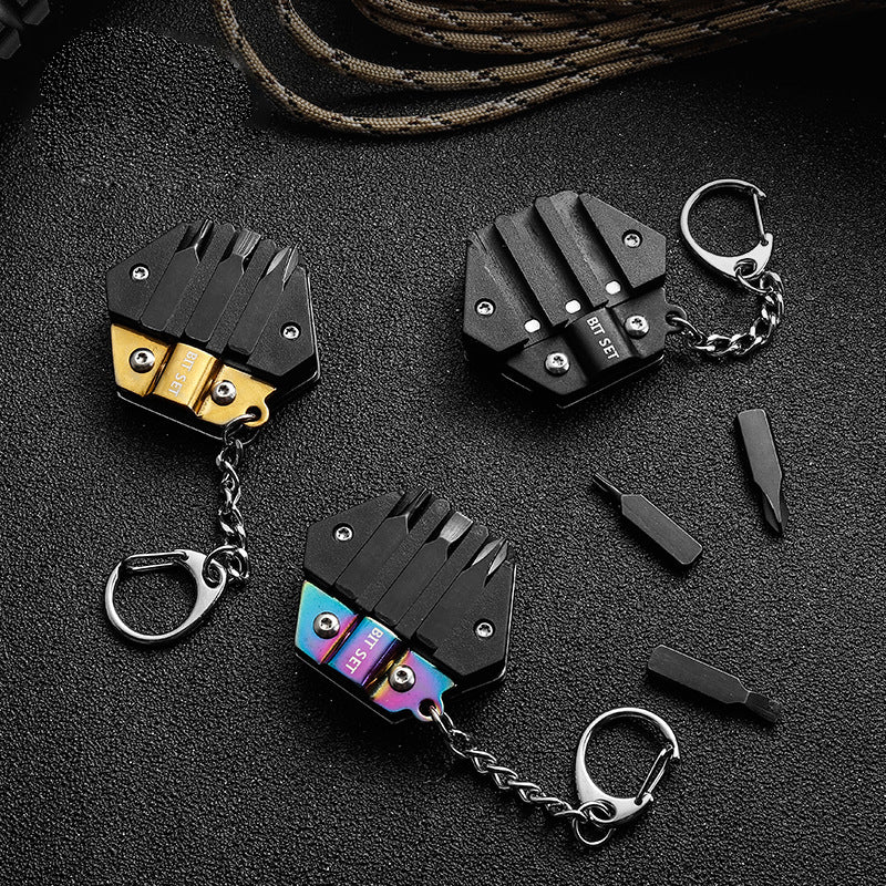 Multifunctional EDC Tool Hexagon Folding Coin Multi-Tool Screwdriver Bottle Opener Keychain